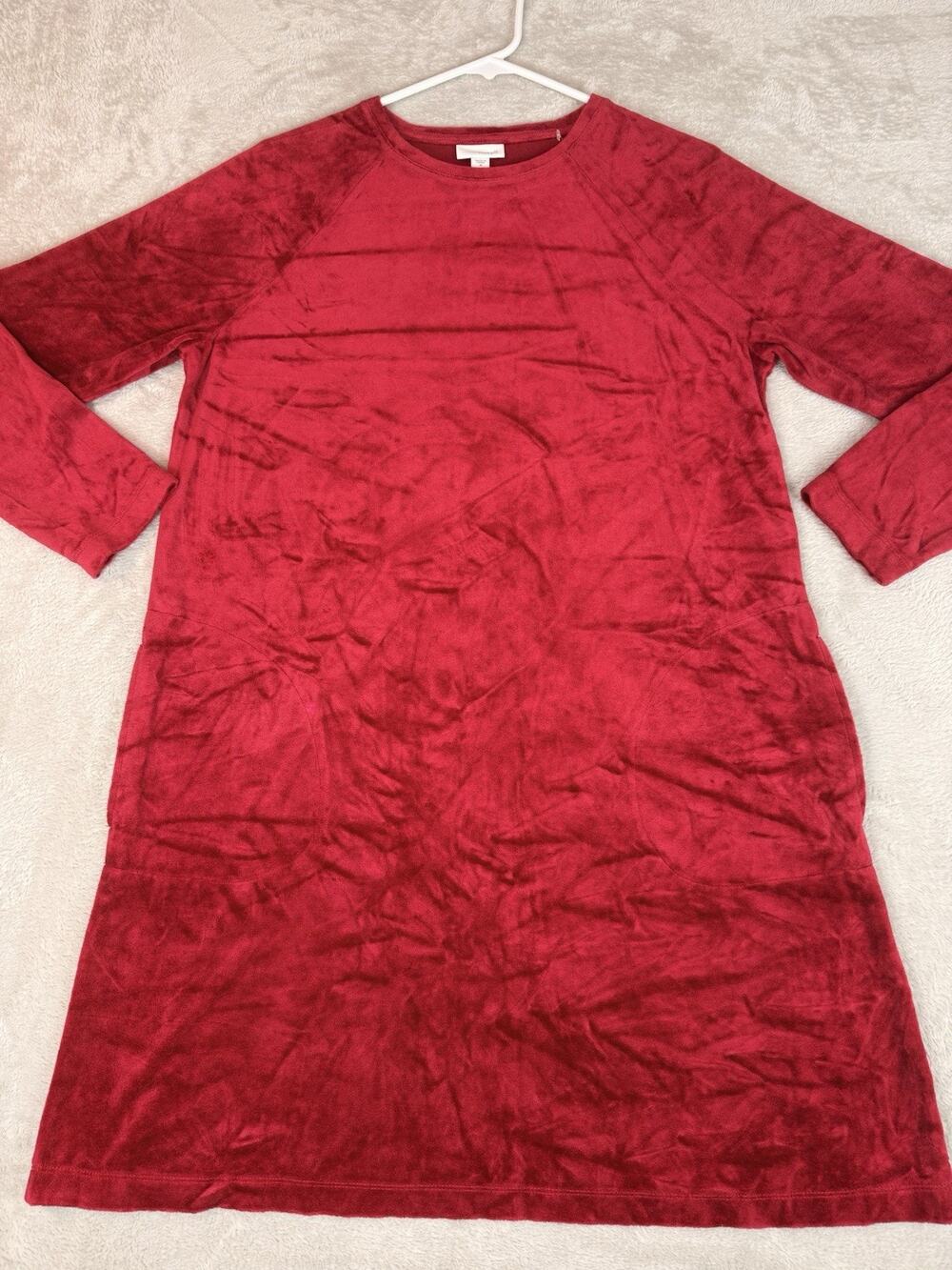 J Jill Pure Jill Pima Cotton versatile Red Velour Dress M Pockets casual career